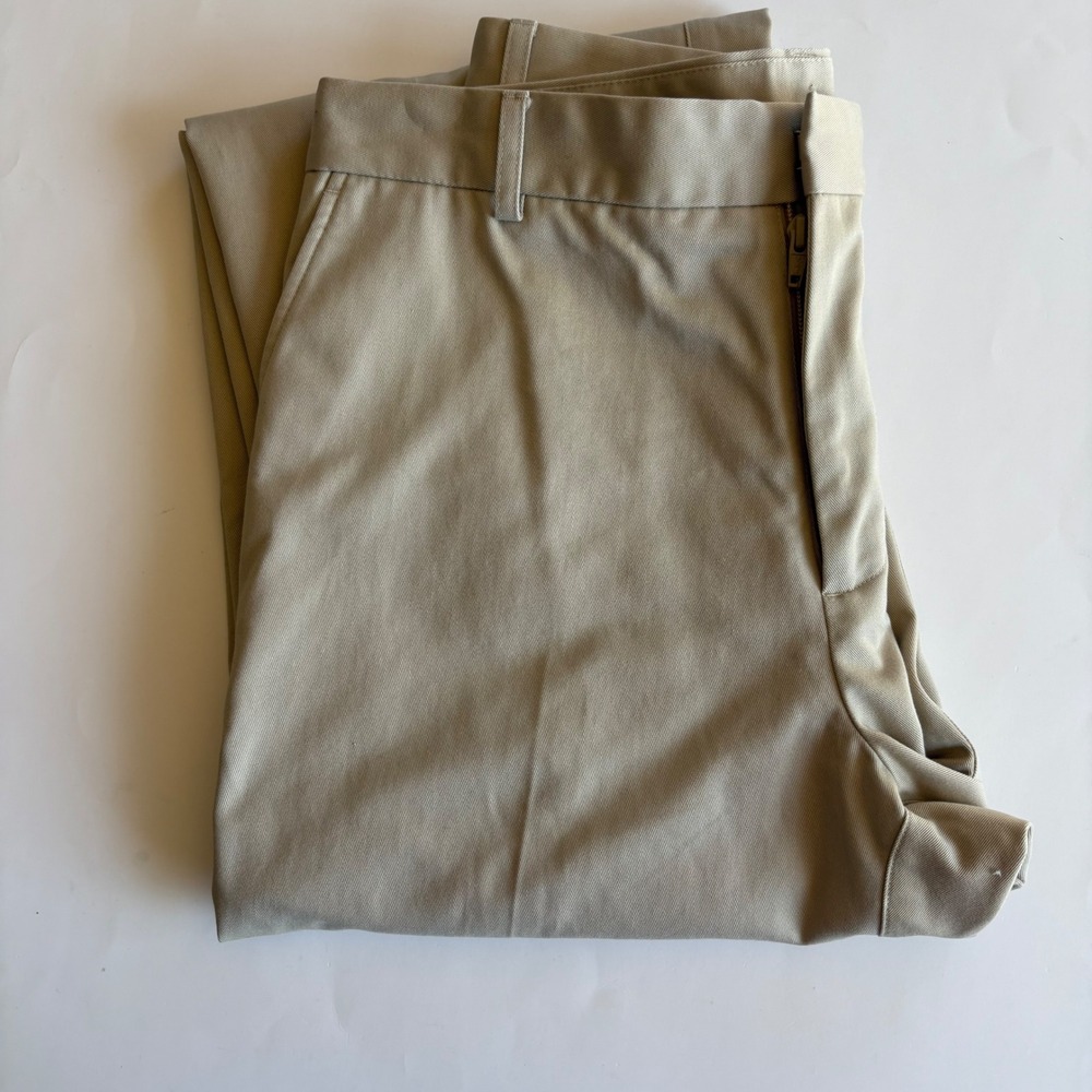 Duluth Trading Co Mens Chino Pants 32x32 Khaki Tan Cotton Flat Front Trousers